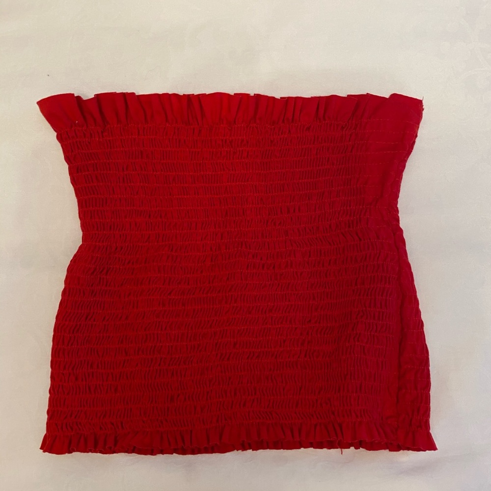 Red Rouched Tank Top